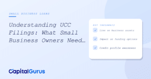 Banker and small business owner shaking hands over UCC-1 document during loan process
