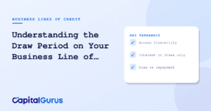 Small business owner reviewing a dashboard showing a business line of credit timeline with draw and repayment periods highlighted.