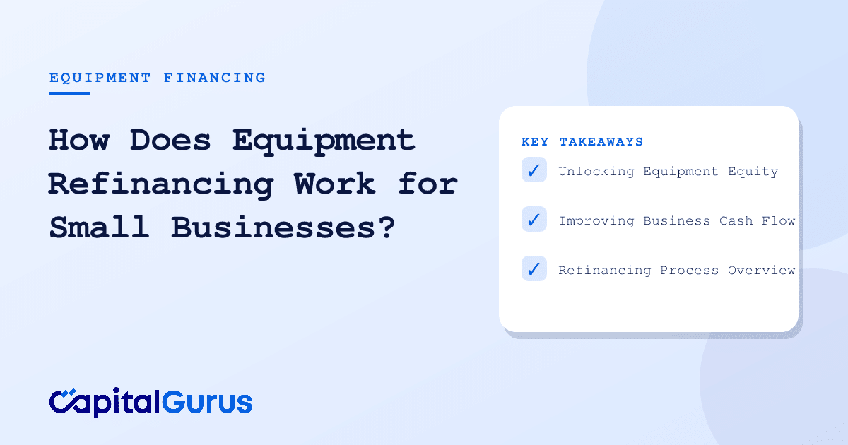 Small business owner reviewing equipment refinancing documents beside industrial equipment.