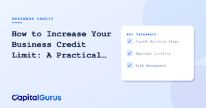 Business owner reviewing documents and credit card to increase business credit limit